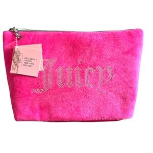 Juicy Couture Luxe travel Cosmetic Women’s Bag and Bottle Pink Velvet